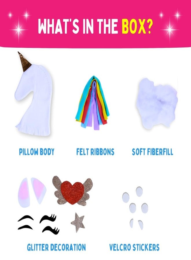PepPlay DIY Unicorn Pillow Craft Kit - 43-Piece No Sew, No Glue Unicorn Pillow DIY Toy for Girls Ages 4-8, Unique Birthday Gift, Fun Hands-On Art Project - Image 2